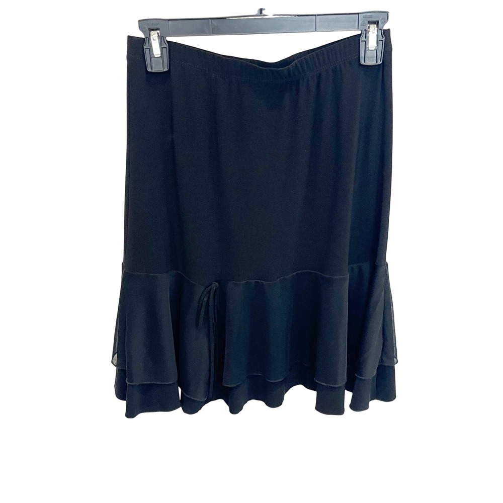 Vintage. Capzicho Y2K Black Ruffle Tiered Mini Skirt Bow Detail Coquette MEDIUM